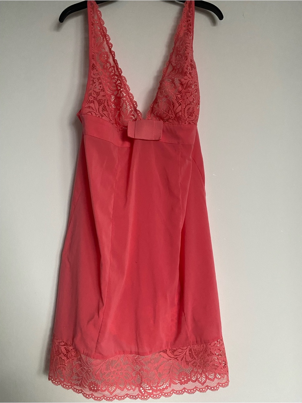 Lace-Trim Coral Pink Chemise Nightdress
